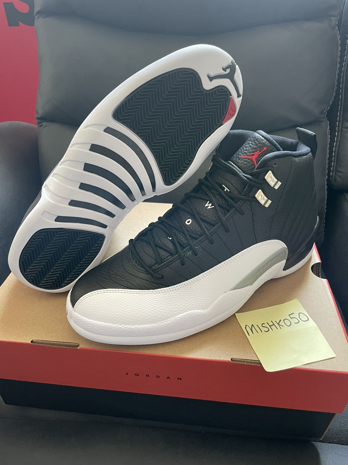 Air Jordan Retro 12 Playoffs Men’s Size 13 Reverse Taxi Black White Nike  High OG 1 Dunk Low Bred UNC 6 Off-White Supreme Panda for Sale in Vernon