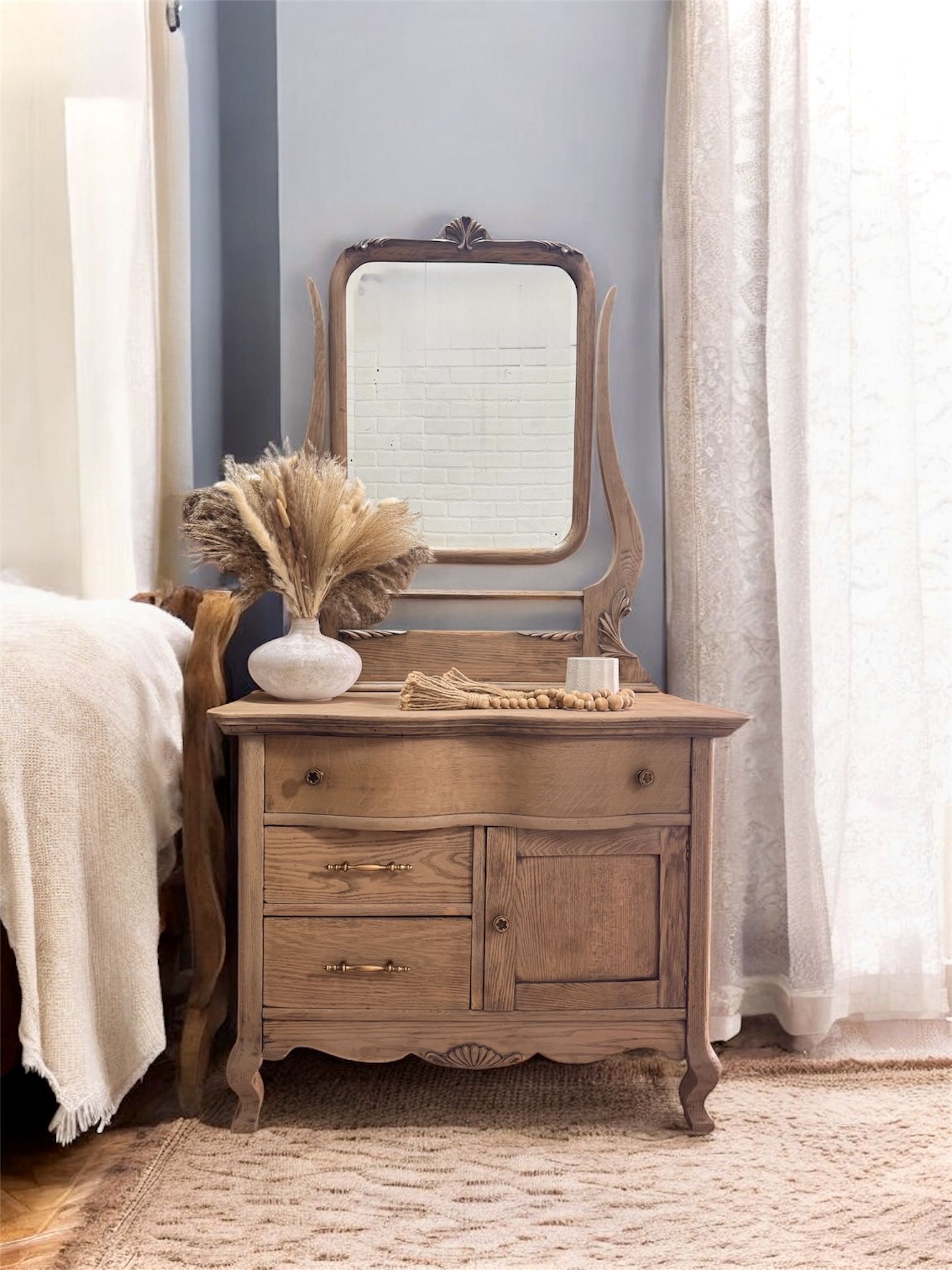 Antique Dresser/Vanity With Mirror 