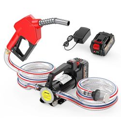 Transfer Pump Battery Powered, 13GPM Cordless Water Pump Kit with 21V 4.0Ah Battery & Charger, Electric Fuel Pump with Auto-off Nozzle & 2x 6.6FT Hose