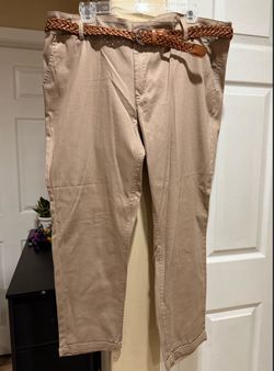 Women’s Khaki Chino Pants with Braided Belt