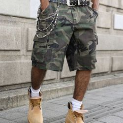 Brand NEW” Men's Casual Camouflage Print Denim Cargo Shorts “XL”