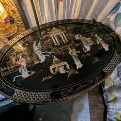 Black Mother Of Pearl Asian Tea Table