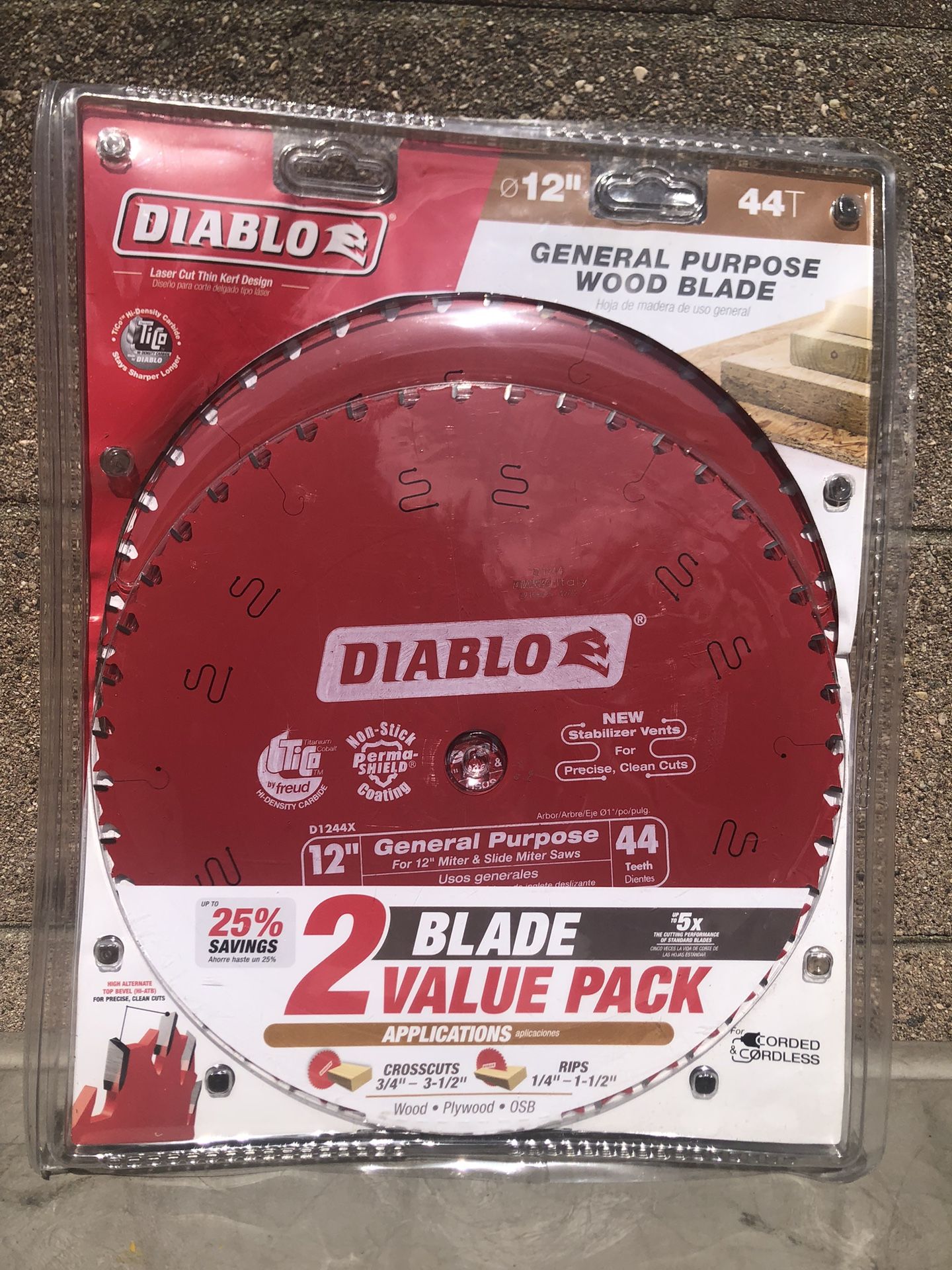 Diablo 12 in. x 44-Tooth General Purpose Circular Saw Blade Value Pack (2-Pack)