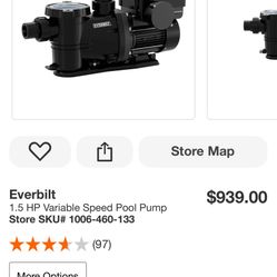 Everbilt 1.5 HP Variable Speed Pool Pump