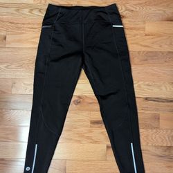 Smartwool Active Fleece Leggings Women's Size Large Pants Black Zipper 