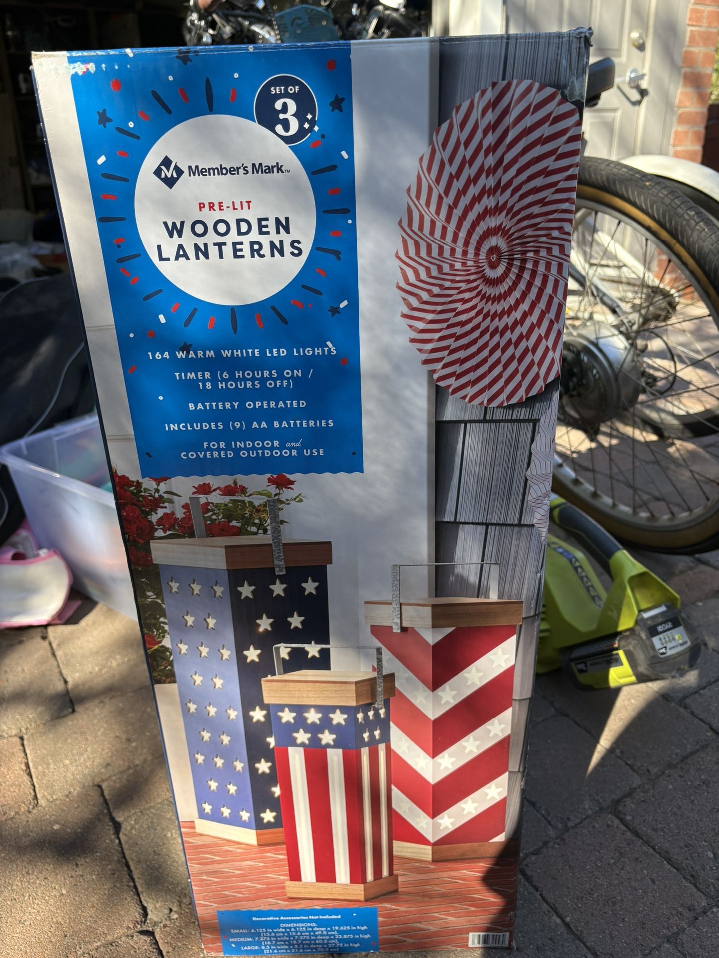 4th Of July Light up Wooden Lantern