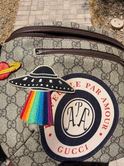 Gucci Courrier Zip Belt Bag GG Coated Canvas with Applique