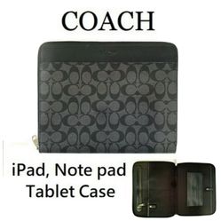 Coach Tech Case Signature Canvas Charcoal Black F32654 NWT $178 Gift Bag