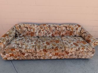 Vintage Floral Upholstered 3-Seat Sofa