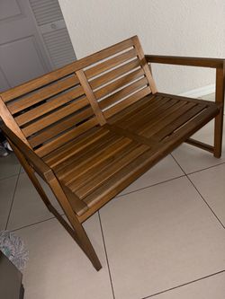 All wood two seater bench