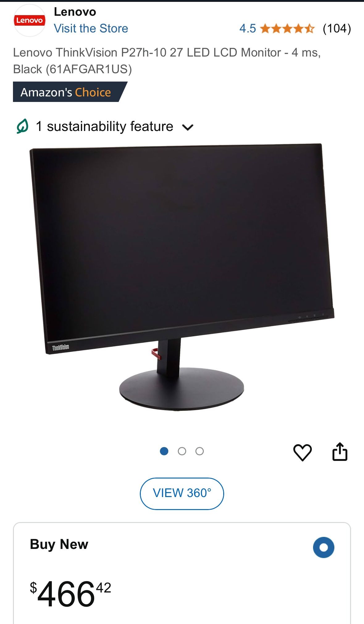 Lenovo Computer Monitor