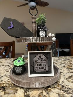 Handmade Halloween Tier Tray Decor 