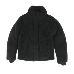 Black Solid Puffer Jacket
