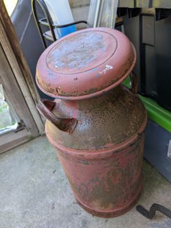Vintage Metal Milk Can with Lid