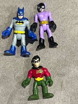 Imaginext Batman & Robin & Catwoman Action Figures Lot of 3 DC comics