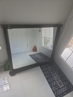 Brown Wooden Framed Wall Mirror  44" W x 30"