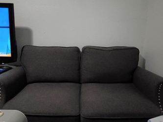 Nice small couch for a room living room for anything it's a beautiful couch will taking care moving need gone today