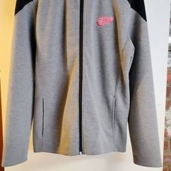 Mens/Unisex Official NHL Detroit Red Wings Gray/Black Full-Zip Knit Performance Jacket | Size M