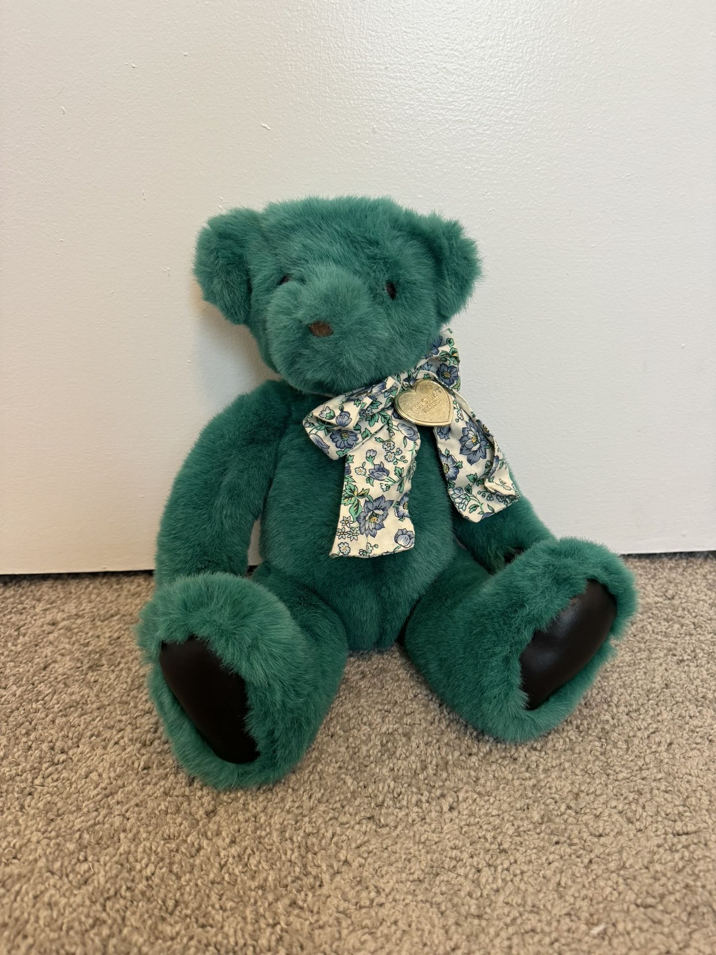 1992 Victoria's Secret Plush Teal Green Teddy Bear by Gund 11" Sitting
