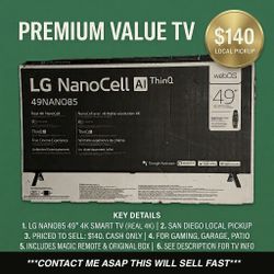 LG 49" 4K NANOCELL SMART TV (READ DESCRIPTION) - $140