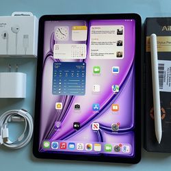 Apple IPad Air 11” ( M2 chip / 2024  Model) 128GB  with pen, keyboard case & Accessories