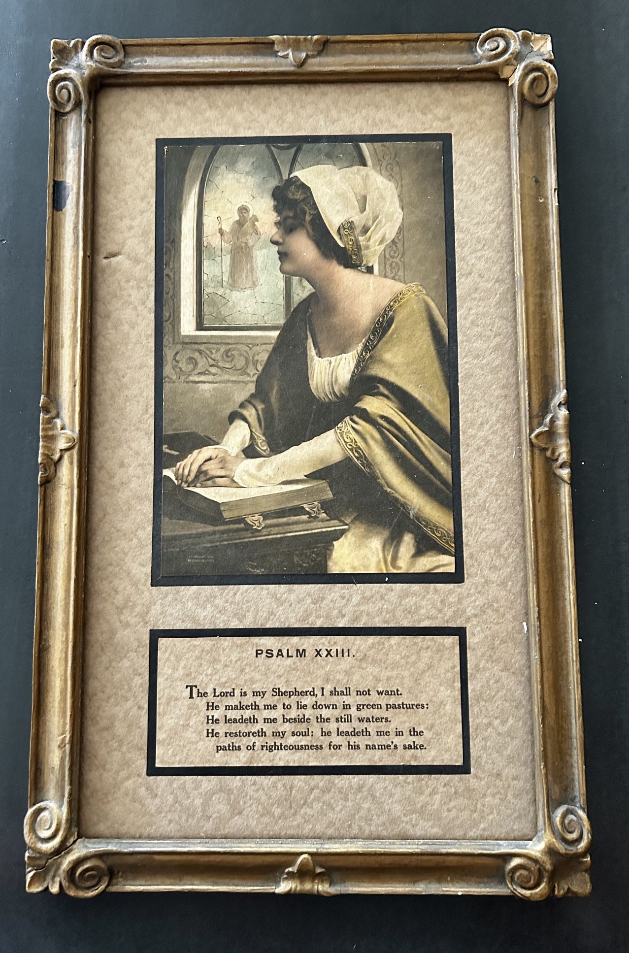 Vintage Framed Psalm XXIII Artwork