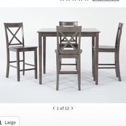 Grey Wood Table With 4 Chairs