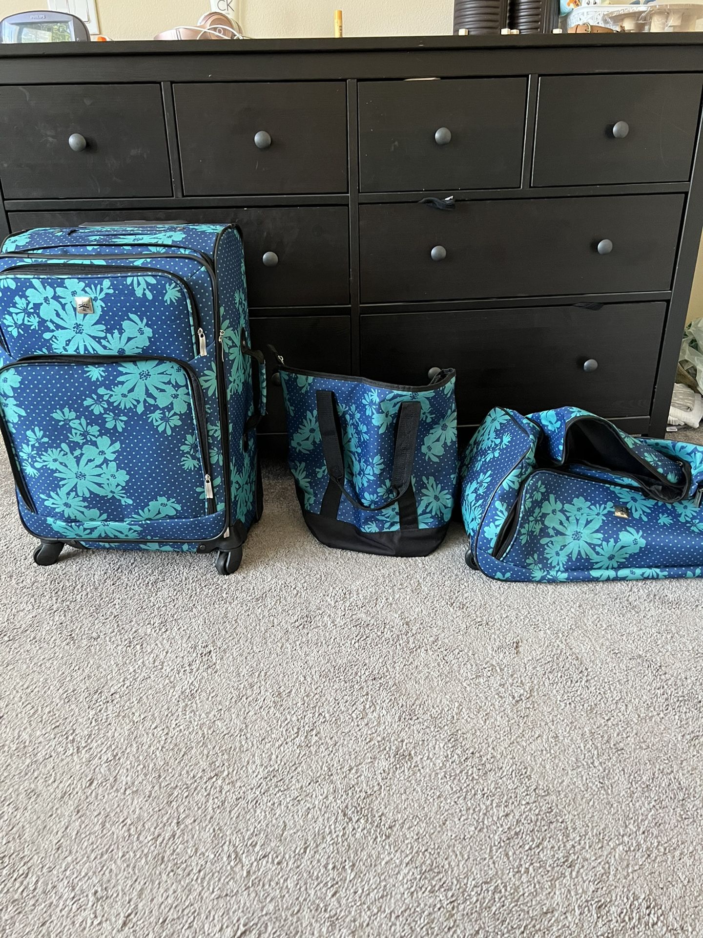 3PC Floral Travel Luggage 