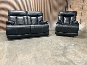 FLEXSTEEL Loveseat and Chair with Power Headrests & Lumbar