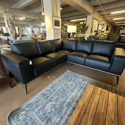 Top Grain Black Mod Leather Sectional