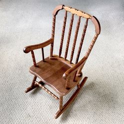 Vintage Child’s Wood Rocking Chair 28.5” High - Furniture Rustic Farmhouse Dolls