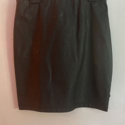 Black Mini Skirt~ Leather Look In Front~ Size S