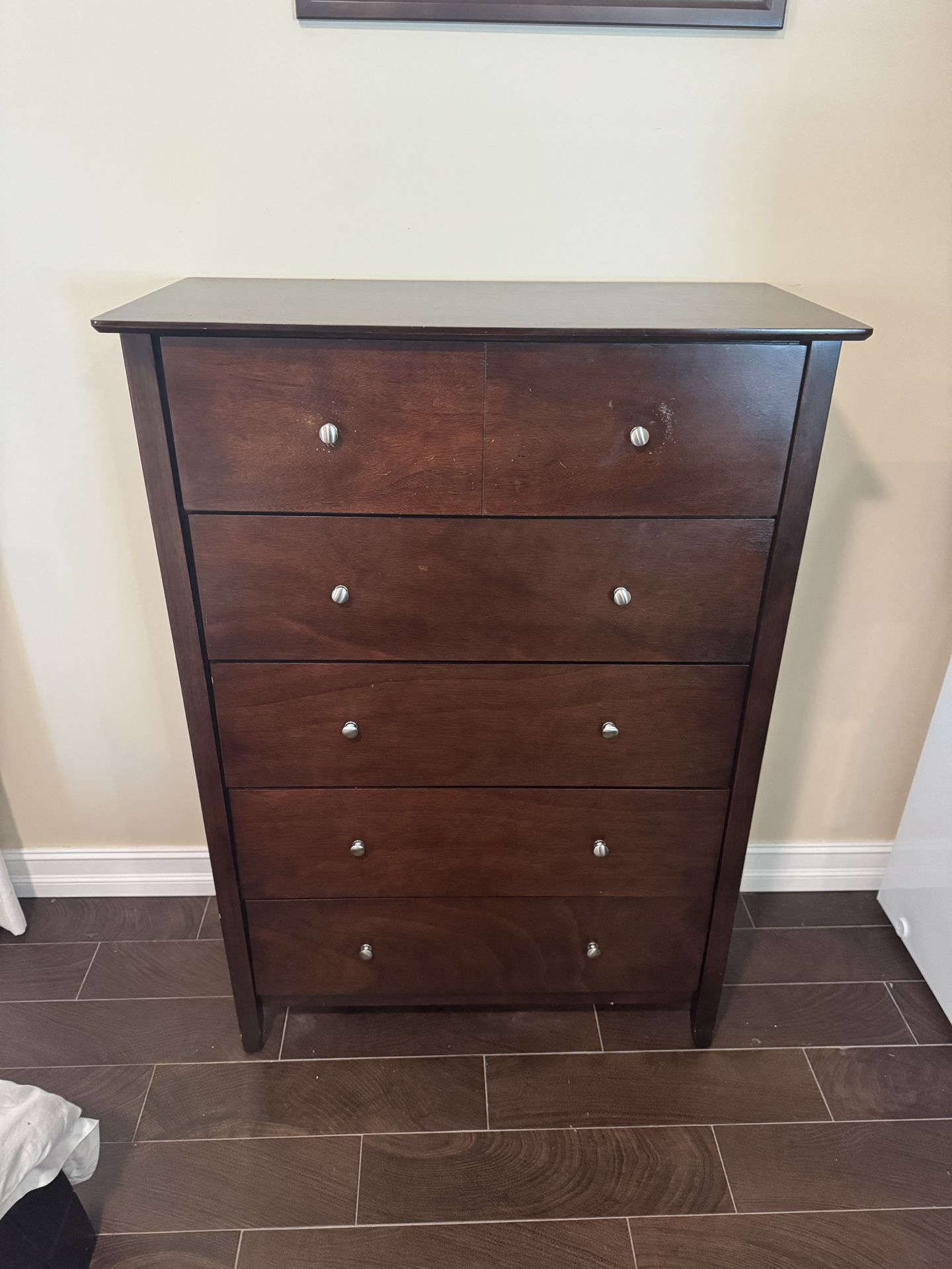 Mahogany 5 Drawer Tall Dresser