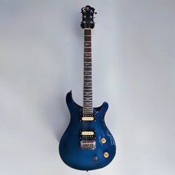 Eleca Double-Cut Electric Guitar PRS Style Deep Blue Gloss w/ Gig Bag, Tuner, & Books
