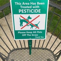 Tin Sign - This Area Has Been Treated With Pesticides- Yard Let Sign