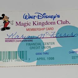 1998 Disney Magic Kingdom Club Membership Card Mickey Mouse Vintage Ephemera

