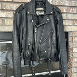 Vintage “Open Road” Black Leather Biker Jacket