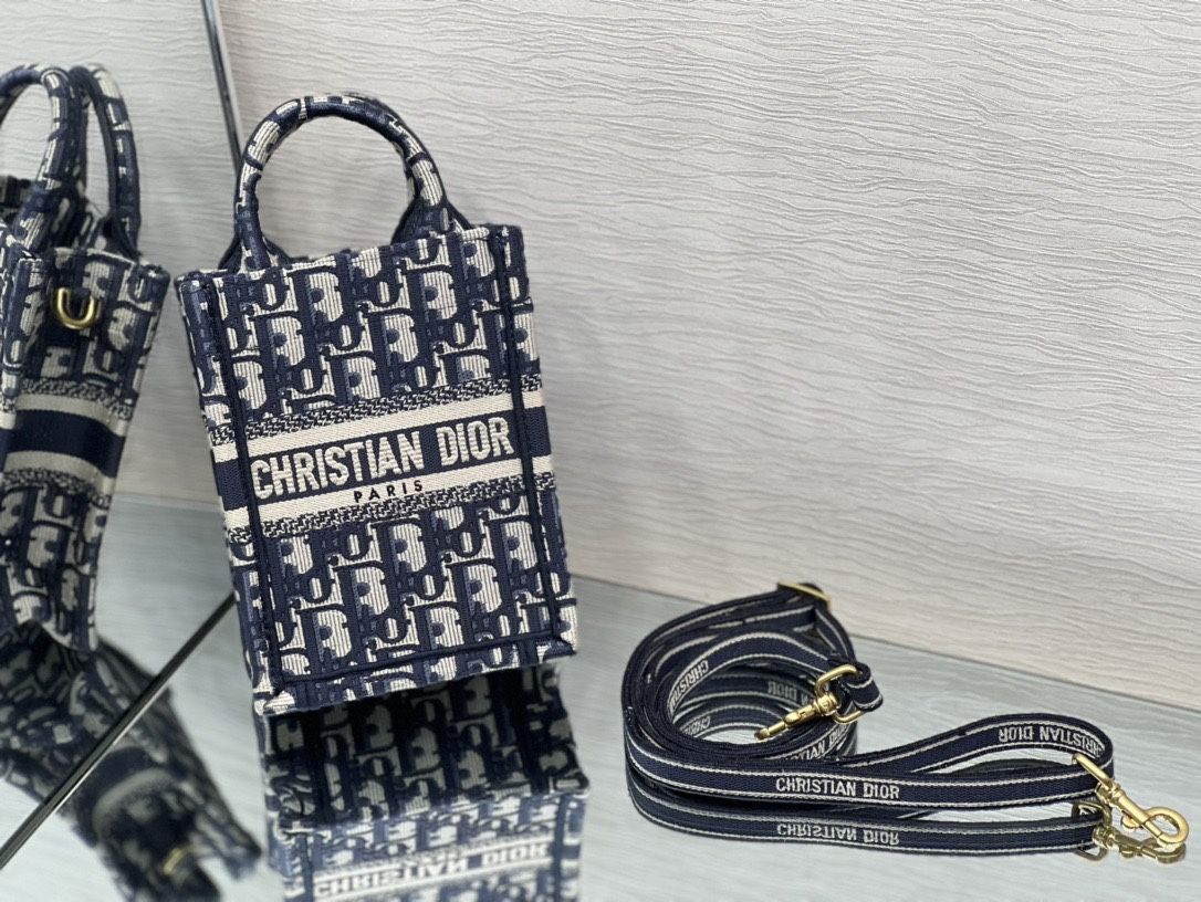 Oblique Mini Book Tote Phone Bag Blue size：13.5x5x18cm