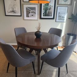 West Elm Dining Table And Grey Chairs