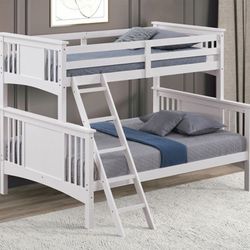 Brand New White Twin Over Full Bunk Bed 