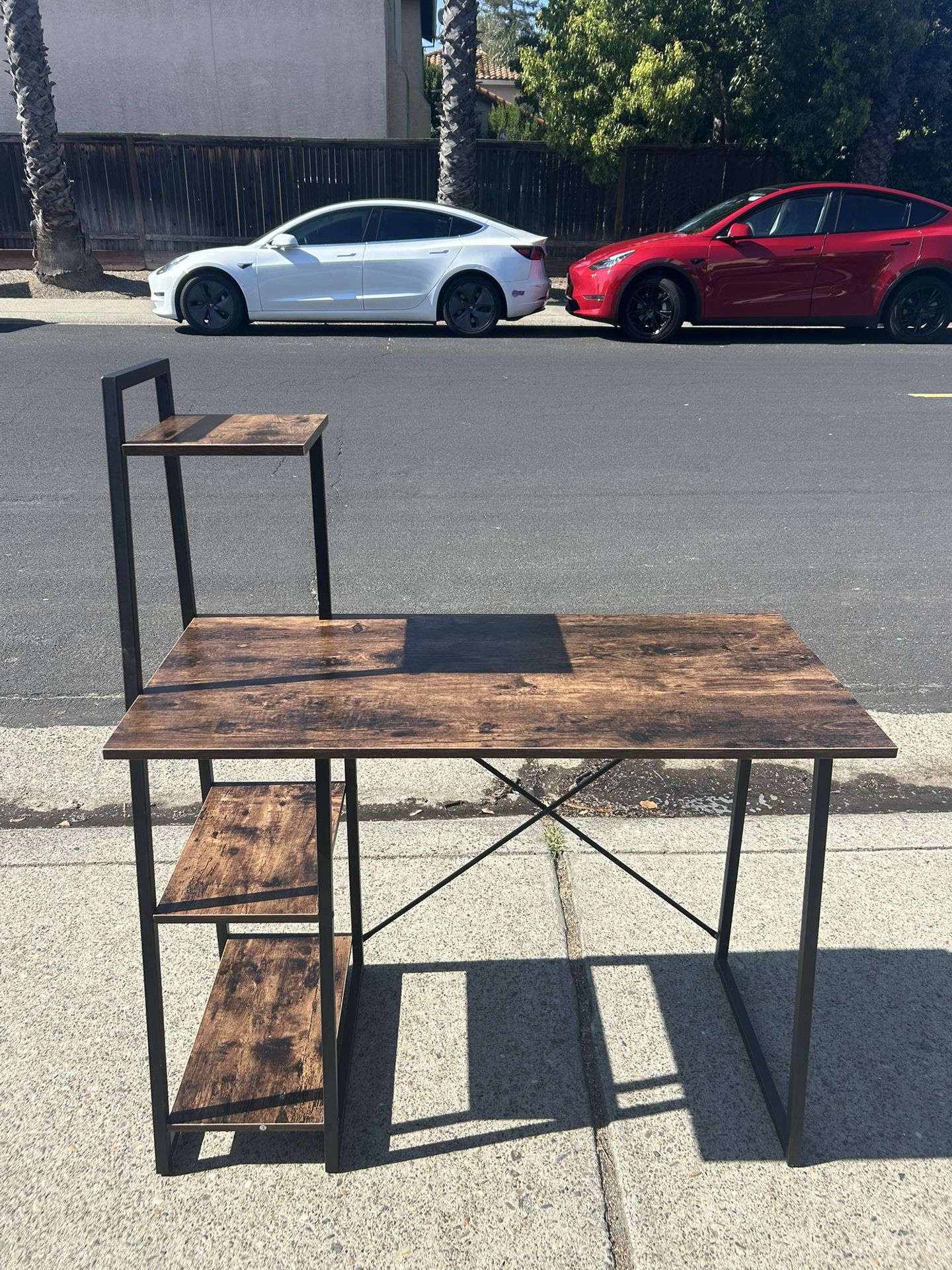 Brown Wooden Desk W/ Shelves