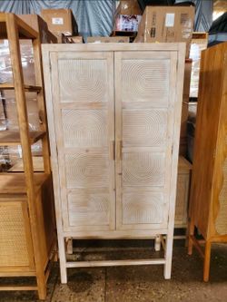 Beautiful white wash bali pari Amoire with designed doors (New)