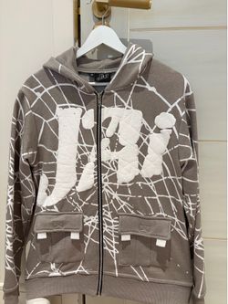 JAI Taupe & White Zip-Up Hoodie
