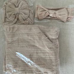 Brown Set For Headband, Hat, And Blanket!