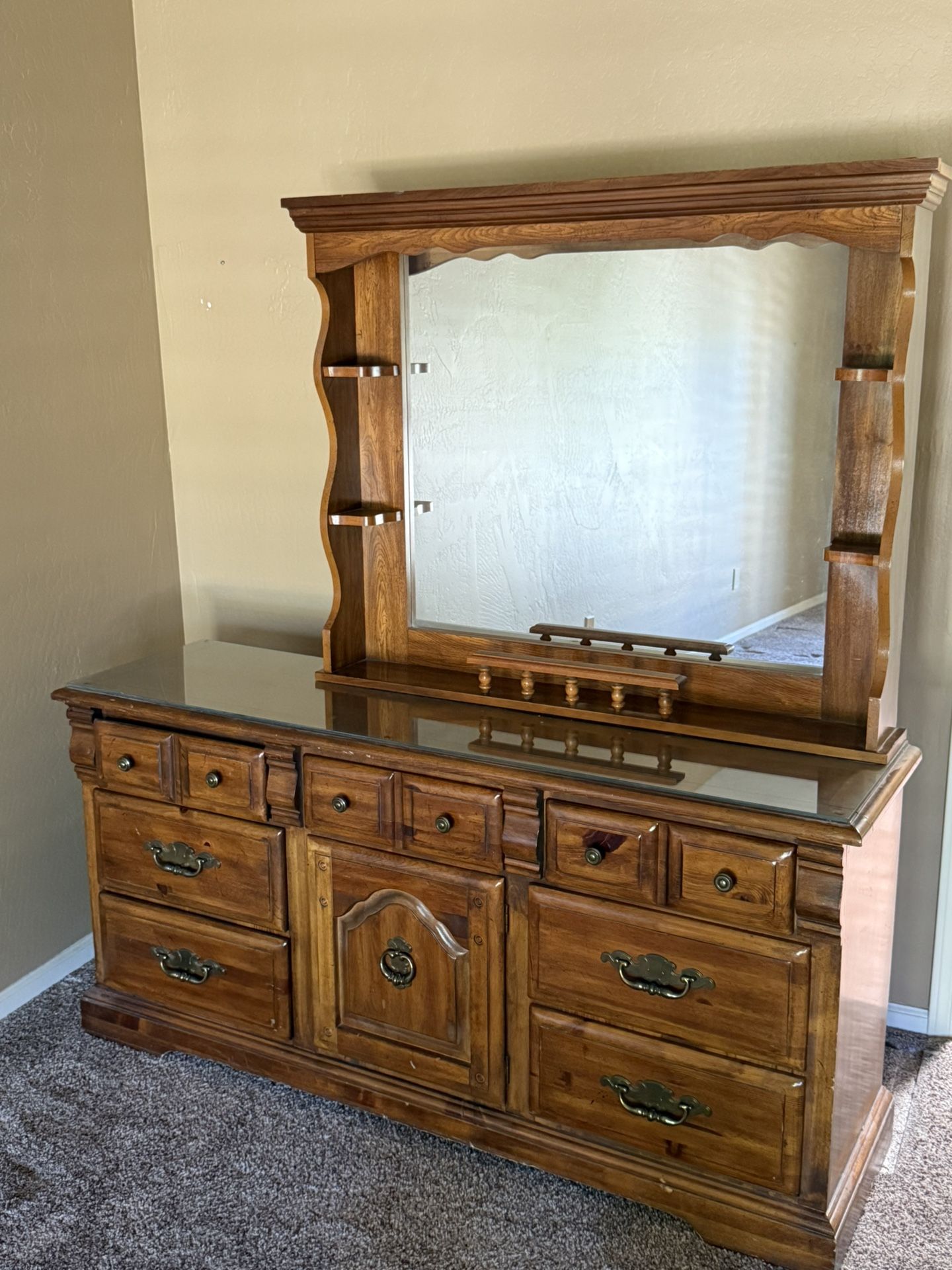 Wooden Dresser with Mirror
