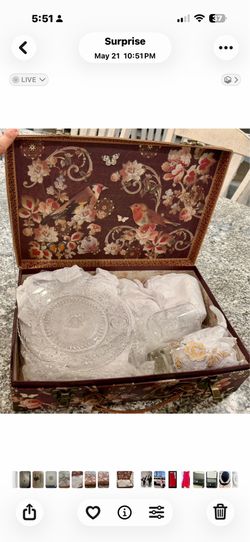 Vintage Glassware Set –  6 Indiana Glass Sandwich Plate &  3 Libbey Rose Bouquet Tumbler