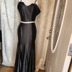 Womens Small Black Satin Bridesmaid Dress