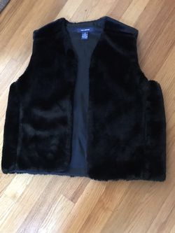 Ladies black faux fur vest