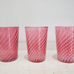 Vintage Cranberry Swirl Cups 