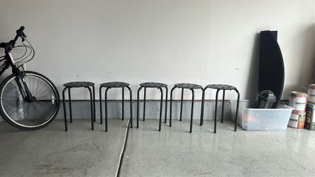 Set of 5 Black Metal Stackable Stools